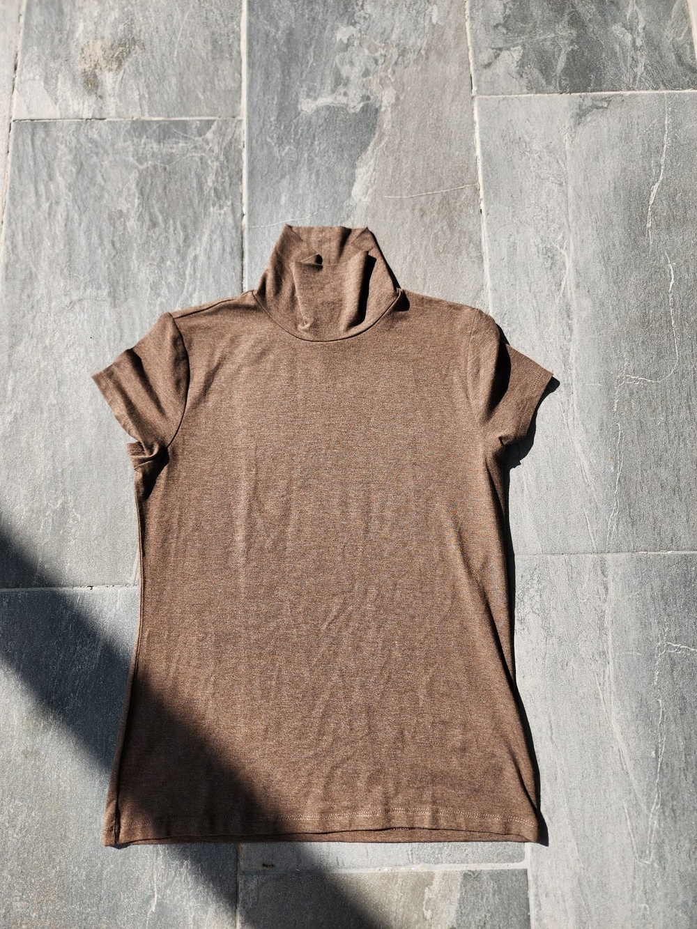 Lauren Ralph Lauren Brown Short-Sleeve Turtleneck Tee